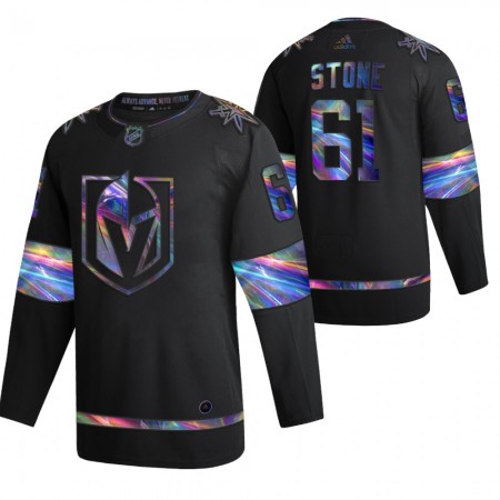 Vegas Golden Knights Mark Stone 61 2021-22 Iriserend holografisch Zwart Authentic Shirt - Mannen
